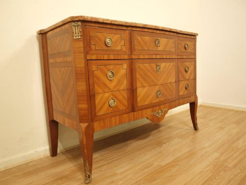 fig 1. A French Louis XVI Style Satinwood & Kingwood Commode/Chest
