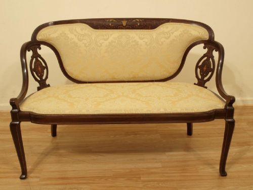 A Mahogany Inlaid Edwardian Period Ladies Settee