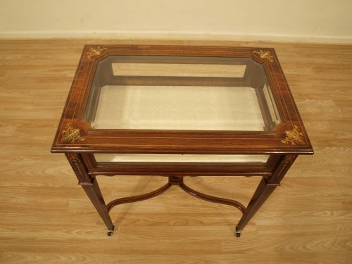 A Rosewood & Marquetry Inlaid Edwardian Period Bijouterie Cabinet