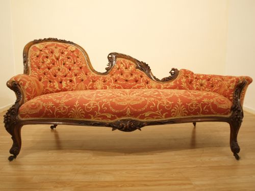 fig 1. A Good Walnut Victorian Period Chaise Longue