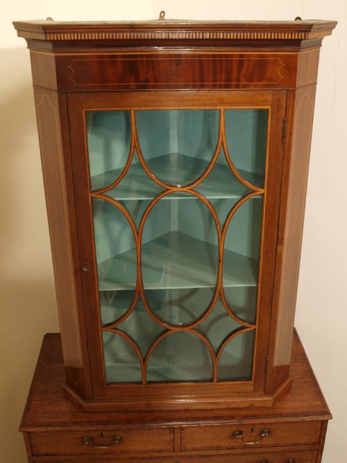 A Mahogany George III Period Glazed Corner Cabinet