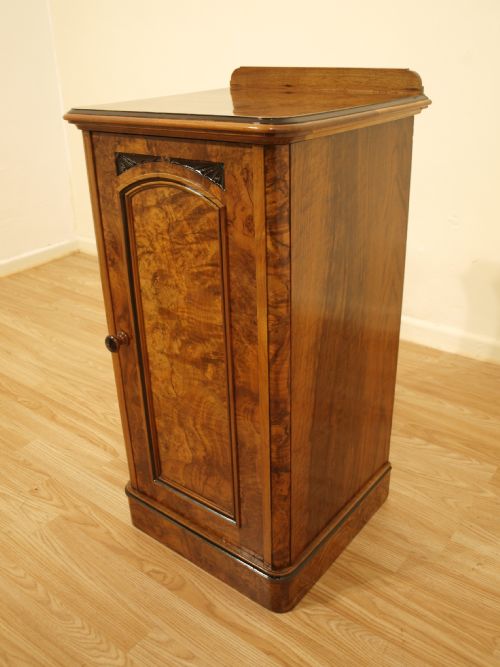 A Beautiful Burr Walnut Victorian Bedside Cabinet