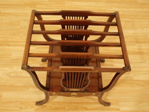 fig 1. A Beautiful Mahogany Marquetry & Ivory Inlaid Late Victorian Canterbury