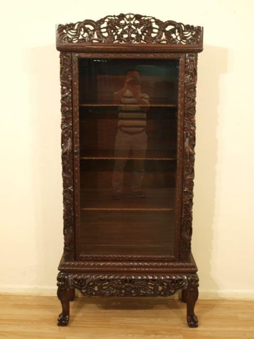 A Chinese 19th Century Carved Hardwood Display Cabinet
