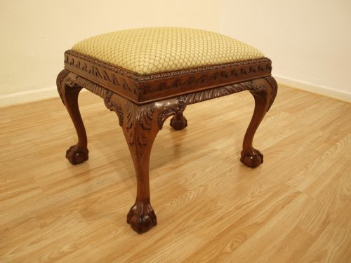A Mahogany Edwardian Period Chippendale Revival Stool