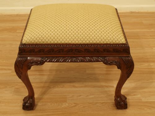 fig 1. A Mahogany Edwardian Period Chippendale Revival Stool
