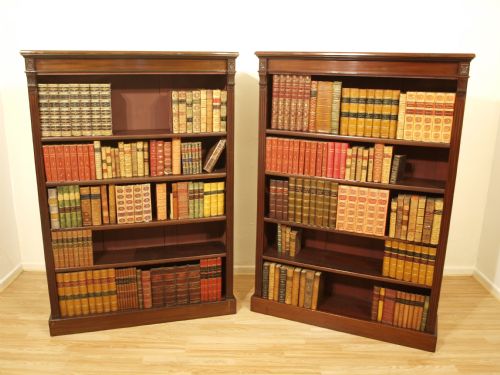 A Good Pair of Mahogany Edwardian Period Adjustable Open Bookcases