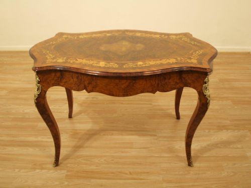 fig 1. A Walnut & Marquetry Inlaid Victorian Period Antique Centre Table