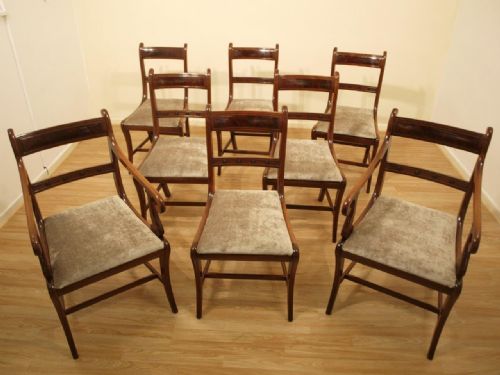 A Set of 8 Mahogany Regency Period Antique Dining Chairs