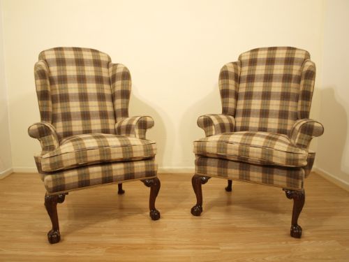 A Good Pair of George II Style Antique Wing Chairs