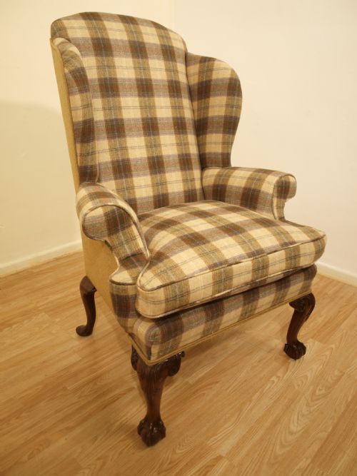 fig 1. A Good Pair Of George II Style Antique Wing Chairs