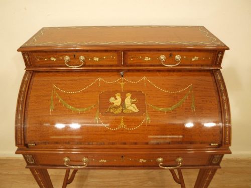 fig 1. A Superb Quality Satinwood Edwardian Period Bonheur De Jour