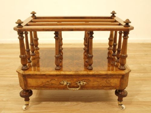 A Burr Walnut & Walnut Victorian Period Antique Canterbury