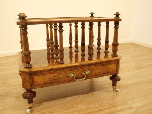 fig 1. A Burr Walnut & Walnut Victorian Period Antique Canterbury