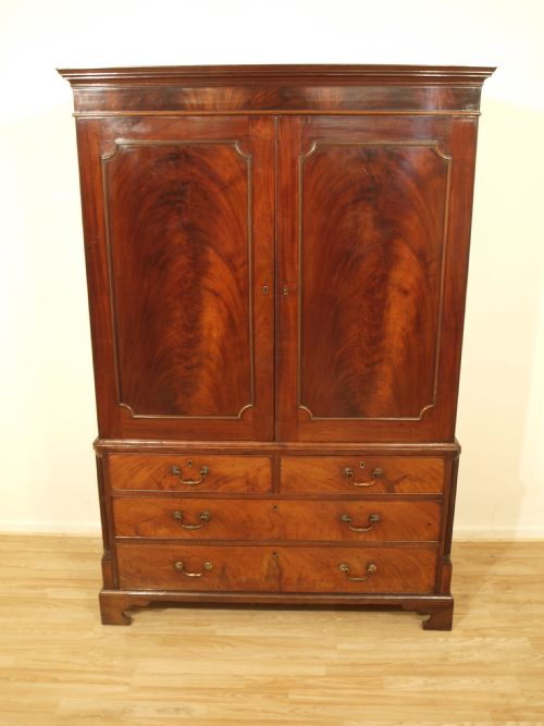 A Mahogany George III Period Antique Linen Press