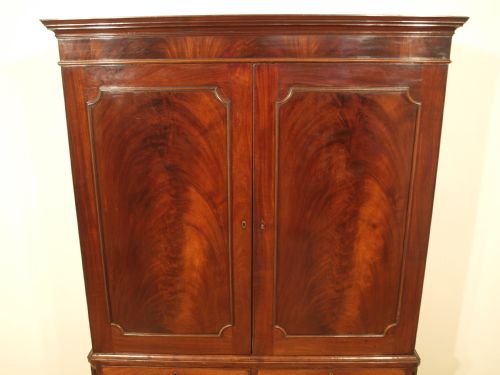 fig 1. A Mahogany George III Period Antique Linen Press