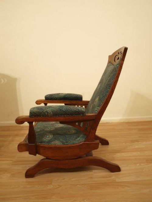fig 1. A Rare Pair Of Oak Arts & Crafts Armchairs