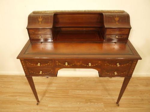 fig 1. A Quality Mahogany Inlaid Edwardian Period Antique Writing Desk
