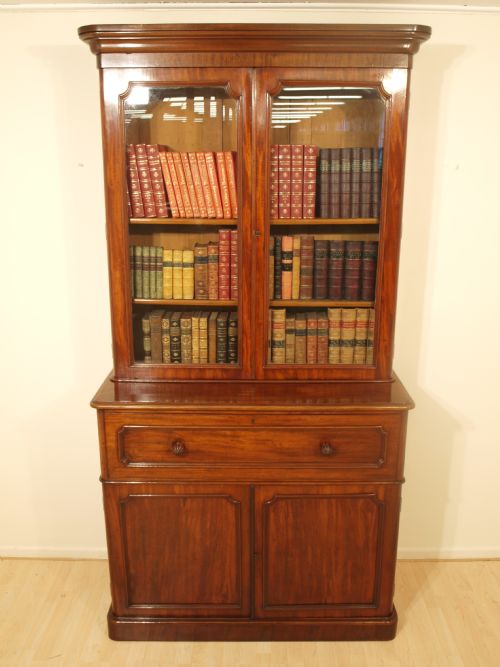 A Mahogany Victorian Period Two Door Secretaire Bookcase