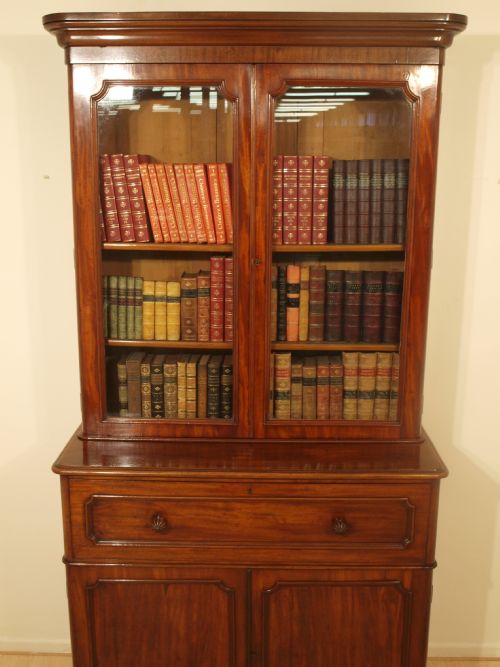 fig 1. A Mahogany Victorian Period Two Door Secretaire Bookcase