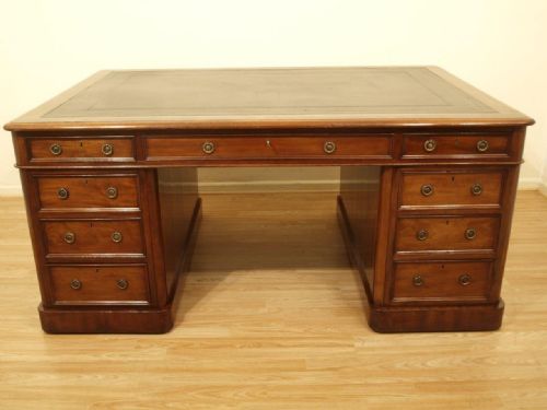fig 1. A Good Mahogany Victorian Period Antique Partners Desk