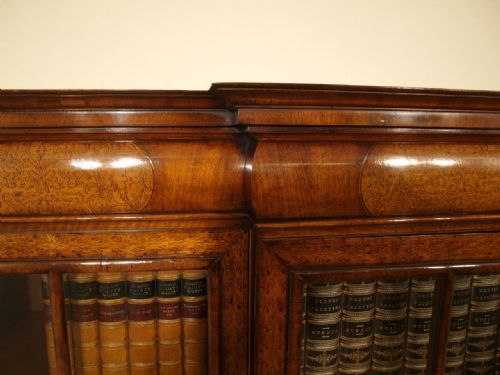 fig 1. A Stunning Quality Walnut & Seaweed Marquetry Bookcase By Gill & Reigate