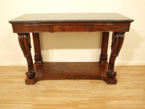 A Beautiful Mahogany William IV Period Marble Top Console Table