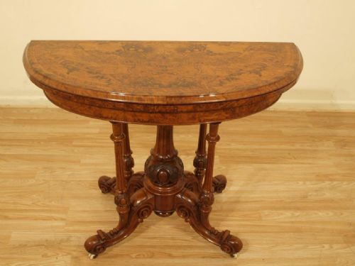A Quality Burr Walnut Victorian Period Fold Over Games Table