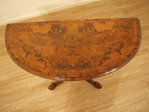fig 1. A Quality Burr Walnut Victorian Period Fold Over Games Table