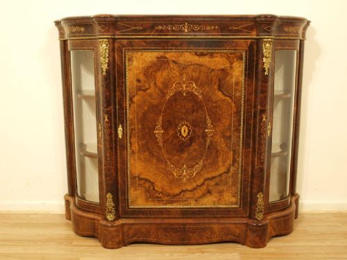 A Beautiful Burr Walnut Victorian Period Antique Credenza