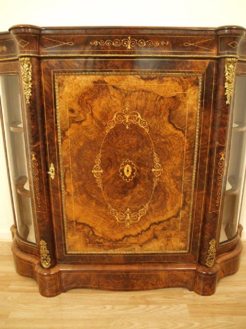 fig 1. A Beautiful Burr Walnut Victorian Period Antique Credenza
