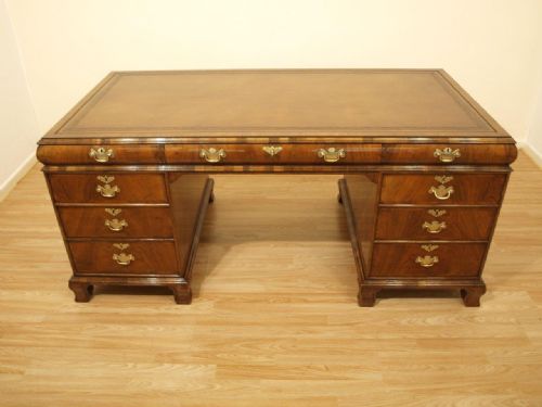 A Stunning Quality Walnut George I Style Partners Desk by Maple & Co