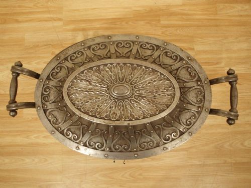 fig 1. A Large Rare Country House Arts & Crafts Period Polished Steel Oval Coal Box