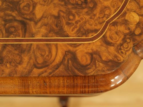 fig 1. A Beautiful Burr Walnut Victorian Period Fold Over Games Table