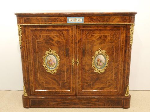 A Beautiful Burr Walnut, Kingwood & Ormolu Victorian Period Side Cabinet