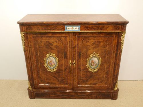 fig 1. A Beautiful Burr Walnut, Kingwood & Ormolu Victorian Period Side Cabinet