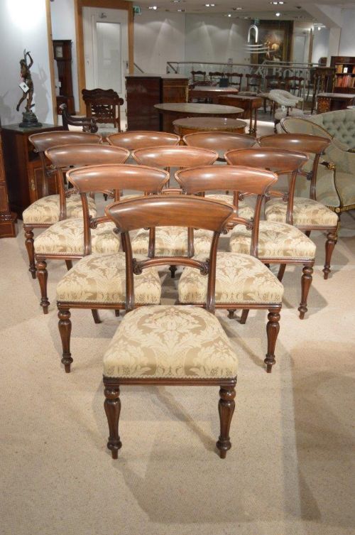 fig 1. A Good Set Of 10 Mahogany Victorian Period Antique Dining Chairs