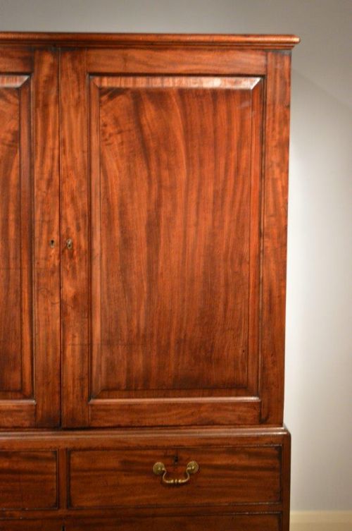 fig 1. A Wonderful Cuban Mahogany George III Period Low Linen Press