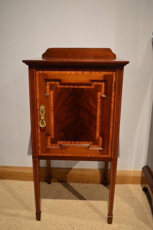 A Mahogany Inlaid Edwardian Period Antique Bedside Cabinet