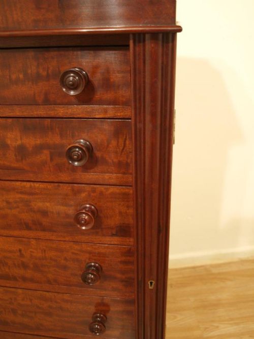 fig 1. A Beautiful Figured Mahogany Victorian Period Antique Wellington Chest