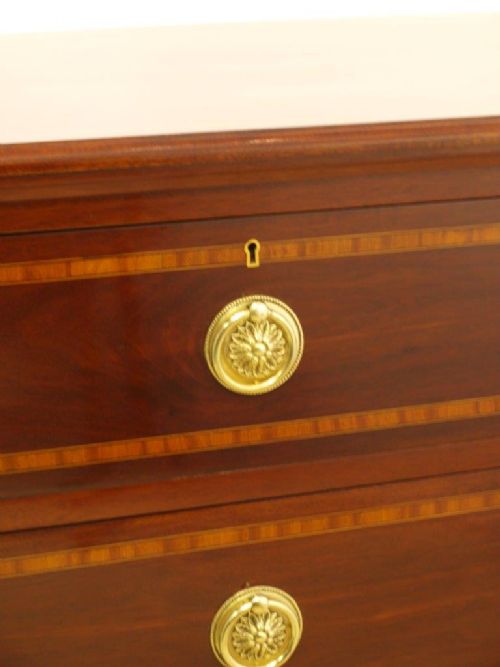 fig 1. A Beautiful Mahogany Inlaid Edwardian Period Antique Chest Of Drawers