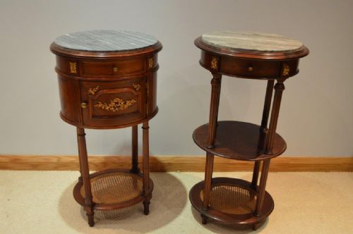A Beautiful Near Pair of Mahogany French Oval Bedside Tables