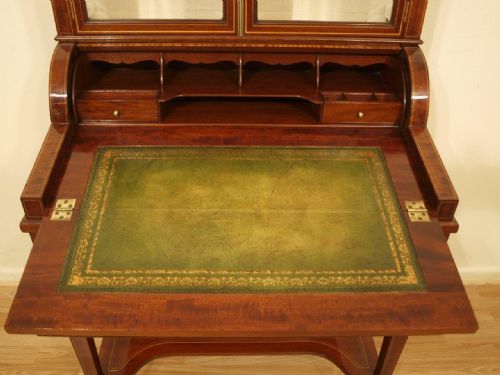fig 1. A Stunning Quality Mahogany Late Victorian Period Cylinder Bureau Cabinet