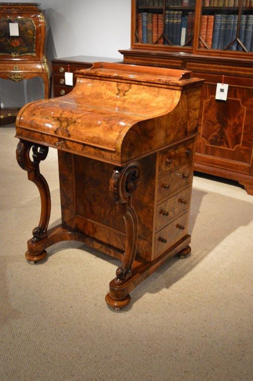 A Burr Walnut Victorian Period Pop Up Davenport