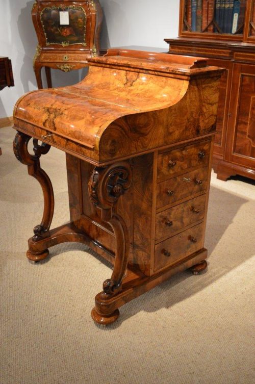 fig 1. A Burr Walnut Victorian Period Pop Up Davenport