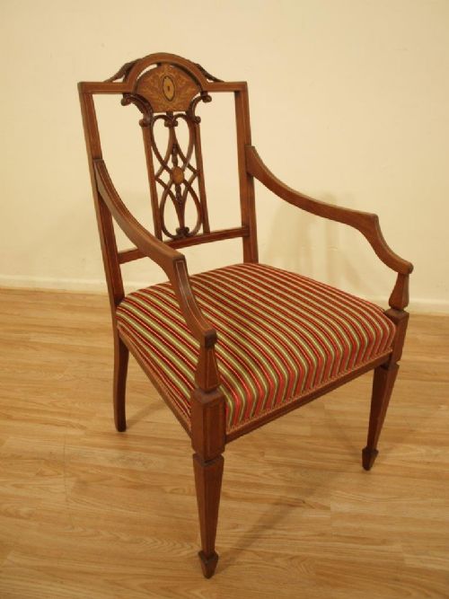 A Mahogany Inlaid Edwardian Period Desk Chair