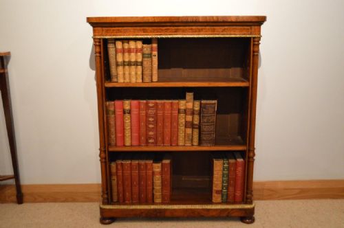 A Small Walnut Victorian Period Antique Open Bookcase