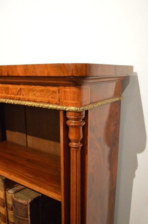 fig 1. A Small Walnut Victorian Period Antique Open Bookcase