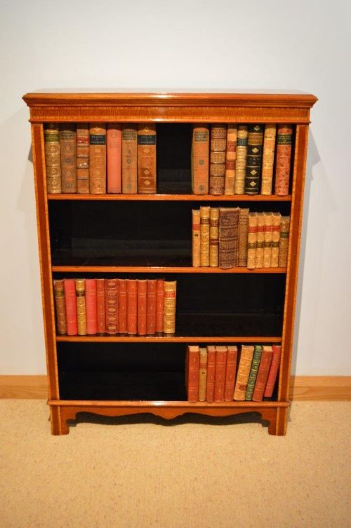 A Mahogany Inlaid Edwardian Period Antique Open Bookcase