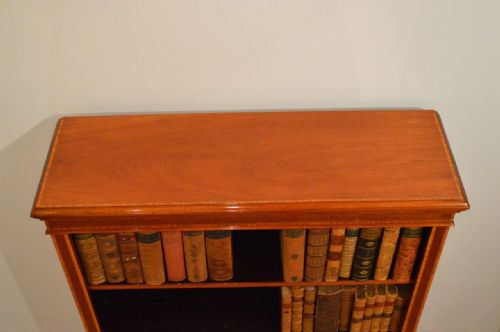 fig 1. A Mahogany Inlaid Edwardian Period Antique Open Bookcase